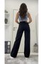 Unfading Black Lycra Super High Waist Loose Jeans Palazzo Trousers. (SUPER HIGH.) Wide Leg. - 6
