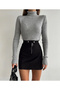 Women's Turtleneck Cotton Jacquard Camisole Ribbed Sweater