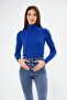 Women's Cobalt Blue Long Sleeve Turtleneck Knitwear Sweater