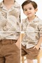 Style Shirt Leaf Pattern Adjustable Waist with Short Sleeve Shorts 2-Piece Set Children's and Baby's Clothing Self - 3
