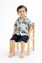 Style Shirt Leaf Pattern Adjustable Waist with Short Sleeve Shorts 2-Piece Set Children's and Baby's Clothing Self - 4