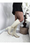 Woman lara side zipper below knee boots cream - 6