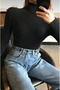 Cotton Turtleneck Raster Slimfit High-Top Sweater - 4