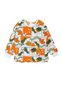Boys' 100% Cotton White Orange Dinosaur Print Long Sleeve Winter Pajamas Set - 4