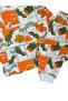 Boys' 100% Cotton White Orange Dinosaur Print Long Sleeve Winter Pajamas Set - 5
