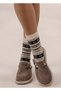 Women's Winter Thermal Wool Lambswool Warm Cream Blue Kilim Patterned Socks