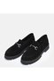 LARGE SIZE WOMEN'S LOAFER SHOES GENUINE LEATHER BLACK SUEDE - 3