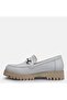 BIG SIZE WOMEN'S LOAFER SHOES GENUINE LEATHER WHITE LEATHER - 6