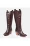 Large size women's cowboy boot 41-42-43-44 coffee skin - 2