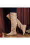 Bej Suede over the Knee Riding Boots - 6