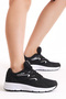 Unisex Black White Poly Sole Breathable Fabric Lace-Up Sports Shoes - 3