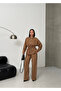 Women's Suede Zip-Up Ruched Waist Long-Sleeve Trousers Set – Relaxed Fit Casual Chic Outfit - 7