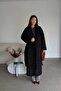 Black Special Textured Belted Oversized (Bol) Lined Premium Long Wool Coat - 5