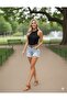 Black Halter Neck Long Undershirt Darkalıp Ribbed Camisole Sports Undershirt - 7
