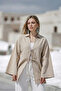 100% Cotton Linen Pocket Lace-Up Women's Kimono 1165 – Shirt Collar, Breathable Fabric