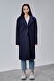 Rosalia Navy Blue Regular Fit Double-Breasted Cashmere Coat - 3