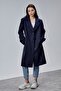 Rosalia Navy Blue Regular Fit Double-Breasted Cashmere Coat - 4