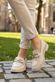 Women's Square Buckle Loafer Cream Casual Shoes - 3