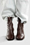 Women's Boots Bitter Brown Thick Heeled Stretch Boots - 2