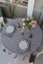 Tablecloth Grey Floral Ruffled Vintage 140X120Cm - 2