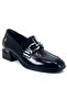 Haydro Genuine Leather Comfort Orthopedic Women's Heeled Shoes Black-Patterned Leather - 3