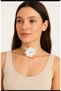 Ecru Choker Lace Neck Collar Necklace Handmade Pearl Stone Detailed - 2