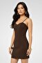 Women Metallic Print Mini Dress, Bronze - 4