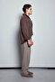 Men's Oversize Striped Long Sleeve Shirt Brown - 6