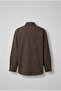 Men's Oversize Striped Long Sleeve Shirt Brown - 2
