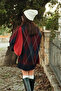 Women's Mock Neck Diamond Pattern Sweater Dress Navy Blue-Claret Red 266W3037 - 5