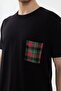 Men's Short Sleeve Cotton Front Pocket Detailed Green - Red Plaid Patterned Pajama Set - 3
