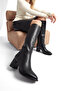 Women's Pointed Toe Bellows Zipperless Thick Heeled Boots Aluta Black - 3
