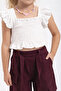 Wide Leg Rubber Waistband Belted Pocketed Girls' Trousers - 4