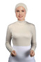 Long Sleeve Turtleneck High Collar Lycra Combed Cotton Women's Half Body - Cream - 2