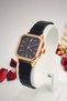 Square Vintage Minimal Women's Wristwatch Black&rose Gold - 3