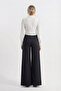 Audrey Black High Waist Lace Garnished Recovery Palazzo Trousers - 5
