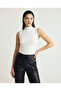 Women's White Single Sleeveless Body Half Neck - 2