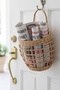 Wicker Bamboo Rattan Multi-Purpose Decorative Wall Cobalt Heat Flower Pot Basket/With Hanger-Newspaper Holder Zara Basket - 2