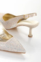 Women's Gold Stiletto Heels with Stones, 5 cm Thin Galvanized Heels, Comfortable Stiletto and Bag Combination - 6