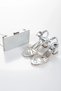 Women's Silver Evening Dress Shiny Drop-Stone Diamond Patterned Stylish Shoes and Bag Combination