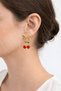 Gold Color Bow Cherry Earrings - 2