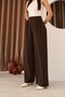 Women's Brown Three Pleated Wide Leg Pants Palazzo Pants - 8