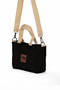 Women's Black Textile Strap Hand and Shoulder Bag - 2