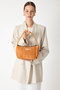 Women's Orange Baguette Hand and Shoulder Bag with Writing on the Front - 5