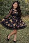 Girls' Black Flowers Tulle Dress - 5