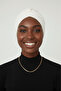 Ribbed Cream Sponge Ready-To-Wear Turban Hijab with Bands (Front and Back Bands) Pool Cap