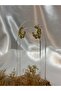 Star Detailed Moon Shape Steel Earrings - 3