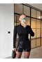 Mini Black Sequin Shorts - 2