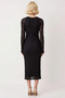 Women's Square Neck Long Sleeve Bodycon Mold Lace Midi Dress Aesthetic - 6