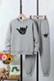 3 Thread Round Neck Thick Winter Sh Fleece-Lined Santa Cruze Print Detailed Boys Tracksuit Set